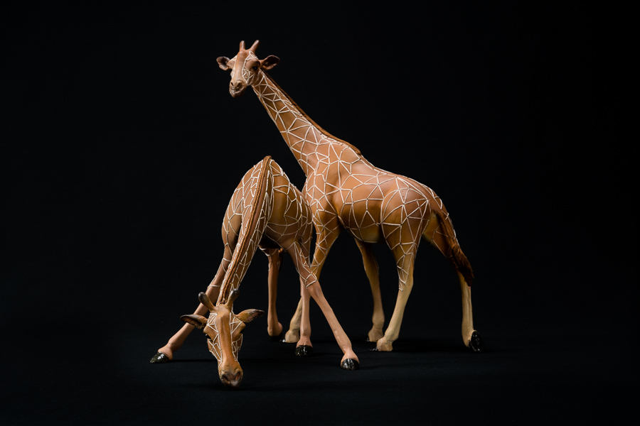Girafes au point d’eau, Sculpture Animalière