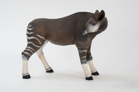 Okapi, terre cuite et fils de coton, sculpture Anne Moreau-Vagnon